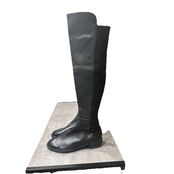Stuart Weitzman Black Leather Knee-High Lug Sole Boots $595 Retail 38.5 US 8 - Picture 4 of 6